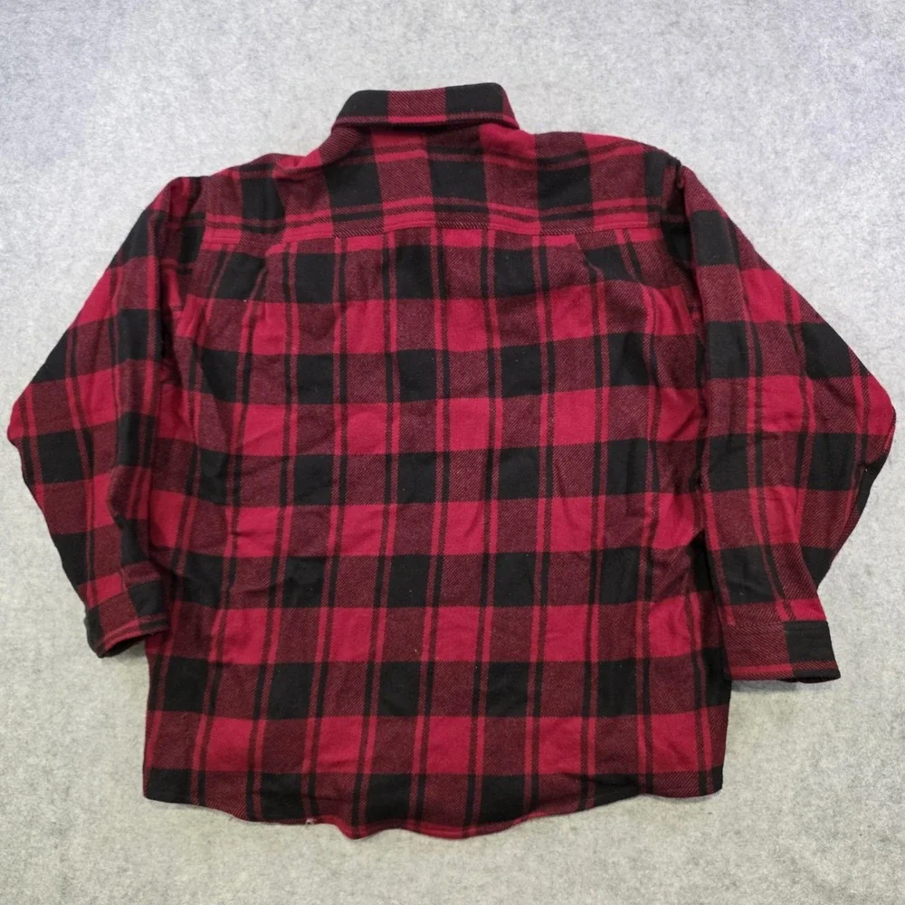 L.L. Bean Shirt Mens XL Red Plaid Long Sleeve Flannel Button Up Wool USA Buffalo